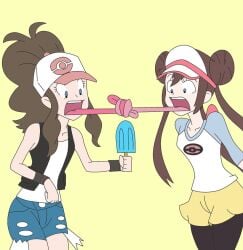 crock2121 crock21211 female/female ice_cream pokemon stuck_together tongue_stuck tongue_tied