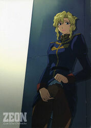 1girls 2004 blonde_hair breasts curvaceous female gundam gundam_lost_war_chronicles human jane_conty kitahara_aki large_breasts light-skinned light_skin military_uniform short_hair solo tagme uniform zeon