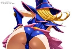 ai_generated ass ass_focus athletic_female back_view backboob bare_thighs big_ass big_breasts big_butt blonde_hair blue_panties dark_magician_girl erect_nipples fat_ass gigantic_ass huge_breasts huge_thighs light-skinned_female light_skin long_hair massive_ass massive_breasts panties solo_female squatting sweat sweatdrop thick_thighs thighs voluptuous voluptuous_female witch_hat yu-gi-oh! yu-gi-oh!_duel_monsters