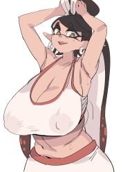 1girls black_hair breasts callie_(splatoon) female hips huge_breasts inkling long_hair nintendo nipples nipples_visible_through_clothing splatoon splatoon_(series) sports_bra sportswear tentacle_hair thick_thighs thighs wide_hips yuta_agc