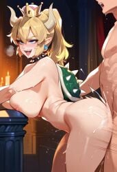 2d ai_generated big_breasts blonde_hair bowsette completely_nude completely_nude_female crown fangs indoors long_hair mario_(series) nude nude_female sex sex_from_behind super_crown tagme