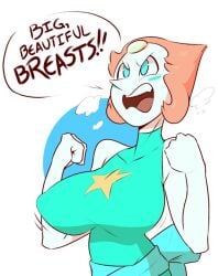 angry artist_request big_breasts breasts cartoon_network dialogue english_text female gem_(species) hi_res huge_breasts large_breasts pearl_(steven_universe) solo steven_universe