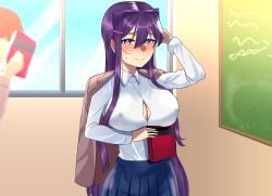 after_sex blush blush blushing_at_viewer doki_doki_literature_club kahullt looking_at_viewer yuri_(doki_doki_literature_club)