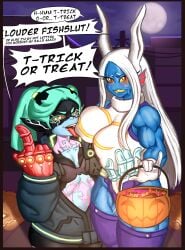 big_breasts boku_no_hero_academia boob_grab boob_squish breasts buff candy cosplay crossover cyberpunk cyberpunk:_edgerunners cyberpunk_(series) cyberpunk_2077 cyberpunk_edgerunners eastern_and_western_character edgerunners fit fit_female halloween halloween_costume halloween_decoration host implied_deepthroat implied_fellatio implied_futanari implied_oral implied_sex licking licking_breast licking_nipples licking_through_clothes middle_finger midna mirko miruko muscles muscular muscular_female my_hero_academia nervous nervous_smile nervous_sweat night night_sky pumpkin rebecca_(edgerunners) redmanart rumi_usagiyama small_breasts small_dom_big_sub speech speech_bubble sweat text text_bubble the_legend_of_zelda tongue tongue_out trick_or_treat twilight_princess undyne undyne_(deltarune)