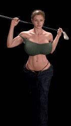 3d abigail_anderson abs animated big_breasts bouncing_breasts cleavage curvy_female female female_focus female_only golf_club huge_breasts infinitysign massive_breasts muscular_female naughty_dog panties the_last_of_us_2 thick_legs thighhighs walking