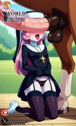 ai_generated big_penis cum horse horse_penis mlpg4 my_little_pony nun nun's_habit nun_habit nun_hat nun_outfit sweetie_belle_(eg) sweetie_belle_(mlp)