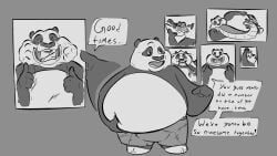 absurd_res after_vore almost_fully_inside anthro arthropod avian bear belly big_belly bird crane_(bird) dialogue digital_media_(artwork) dreamworks feet_first felid giant_panda group gruiform haplorhine hi_res imprint insects kung_fu_panda larger_pred male mammal mantis master_crane master_mantis master_monkey master_po_ping master_tigress master_viper monkey multiple_prey nommsalotl oral_vore overweight painting_(object) pantherine primate reptile scalie smaller_prey snake stretched_cheeks tiger vore voretober voretober_2024 weight_gain