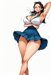 ai_generated alluring almost_naked almost_nude big_breasts blue_eyes blush breasts female female_only glasses glasses_on_head long_hair looking_at_viewer massive_breasts nico_robin one_piece school_girl school_uniform schoolgirl schoolgirl_uniform seducing seduction seductive seductive_body seductive_eyes seductive_gaze seductive_look seductive_mouth seductive_pose shiny_hair shiny_skin skirt sunglasses sunglasses_on_head sweat sweatdrop sweating sweaty sweaty_body uniform voluptuous voluptuous_female yashin