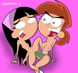 2009 2girls age_difference fairycosmo female interracial lesbian multiple_girls nickelodeon straight_hair strap-on teenage_girl_and_younger_girl the_fairly_oddparents trixie_tang vicky vicky_(fairly_odd_parents) yuri