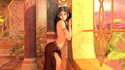 1girls 3d arabian arabian_architecture arabian_clothes arabian_female belly_dancer belly_dancer_outfit black_hair black_hair_female brown_eyes chain_leash chains covering_breasts dancer dancer_outfit deviantart emarukk female femsub harem_girl harem_outfit headdress jewelry loincloth long_black_hair long_hair long_hair_female looking_at_viewer nose_piercing original original_character questionable red_loincloth sarong slave slave_collar slave_outfit slavegirl submissive_female topless topless_female