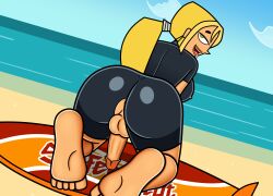 1futa ass balls bankaipacay big_ass big_breasts blonde_hair breasts bridgette_(tdi) futa_only futanari human light-skinned_futanari penis penis_out solo solo_focus solo_futa surfboard swimsuit tongue_out torn_swimsuit total_drama_island wetsuit