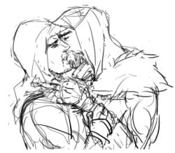 altair_ibn_la-ahad assassin's_creed_(series) deep_kissing ezio_auditore_da_firenze held_close looking_at_another male_only rough_sketch yaoi