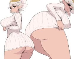 1girls ass breasts dat_ass female hi_res hips huge_ass huge_breasts inkling light-skinned_female light_skin low-angle_view marie_(splatoon) nintendo nipples_visible_through_clothing pointy_ears short_hair splatoon splatoon_(series) thick_thighs thighs white_hair wide_hips yuta_agc