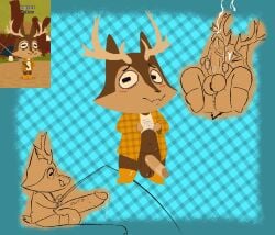 2024 anthro antlers balls bepboye big_balls big_penis black_eyes blush bodily_fluids boots brown_antlers brown_body brown_ears brown_fur brown_nose canid canine canis closed_eyes clothing cum cum_on_face cumshot deer digital_media_(artwork) domestic_dog ejaculation fishing fishing_rod footwear fur genital_fluids genitals hand_on_own_penis hand_on_penis happy hi_res holding_fishing_rod holding_object horn huge_balls huge_cock lying male mammal masturbation multicolored_body multicolored_clothing multicolored_fur multicolored_shirt multicolored_topwear on_back orange_boots orange_clothing orange_footwear orange_shirt orange_shoes orange_topwear orgasm penile penile_masturbation penis scut_tail shirt shoes short_tail side_view sitting smile solo standing tail tank_top topwear two_tone_body two_tone_fur vein veiny_penis webfishing white_clothing white_shirt white_tank_top white_topwear