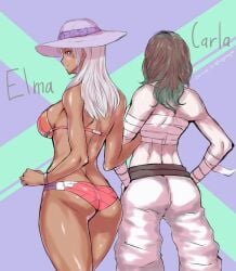 2girls ass bikini cross_(xenoblade_x) elma_(xenoblade_x) female hat nintendo original_character swimsuit uya_(yurukah) xenoblade_(series) xenoblade_chronicles_x