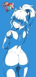 blue_hair futura(mhfap) robot_girl robot_pussy white_body