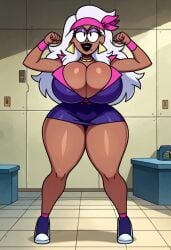 1girls ai_generated big_breasts civitai dynamite_watkins earrings high_heels huge_breasts lightswitch4th necklace ok_k.o.!_let's_be_heroes thick_thighs white_hair