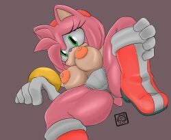 1girls amy_rose breasts female furry gatako_art mostly_nude mostly_nude_female panties puffy_nipples sega sonic_(series) topless_female