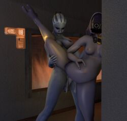 1futa 1girls 3d asari balls big_breasts big_thighs bioware blue_skin breasts cum cum_drip cumshot dark-skinned_female dark-skinned_futanari derringersfm dickgirl ejaculation erection female futa_on_female futanari implied_impregnation implied_pregnancy inflation intersex large_penis leaking leaking_cum liara_t'soni mass_effect mass_effect_2 nude penis purple_skin pussy quarian source_filmmaker tagme tali'zorah_nar_rayya teal_eyes