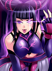 1girls big_breasts breasts cameltoe clothed clothed_female female female_only glowing_eye juri_han nipples nipples_visible_through_clothing nishida_megane solo source_request street_fighter