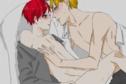 2boys bed blonde_hair blush kise_ryouta kuroko_no_basuke male/male red_hair seijuro_akashi yaoi