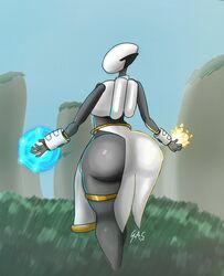 anus artificer_(risk_of_rain) ass ass_focus big_ass black_skin clothed female female_only fire gasstein helmet huge_ass human jetpack loincloth mask risk_of_rain risk_of_rain_2 see-through thick_thighs