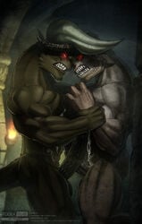 2016 2boys angry anthro balls berserk big_penis bodily_fluids cum cum_on_body demon duo english_text erection frottage fur gay genital_fluids genitals glowing glowing_eyes hi_res horn khnum male male/male male_only muscular muscular_male nude penis red_eyes serious_sam sex text todex url vein veiny_penis video_games watermark yaoi zodd_(berserk)