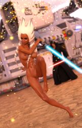 1boy 1girls 3d abs alien alien_girl alien_humanoid areolae arm_behind_back athletic athletic_female barefoot big_breasts blue_eyes blue_lightsaber breasts busty clothed clothed_male clothing facial_markings feet female female_focus fight fit_female fully_clothed genitals holding_object holding_sword holding_weapon hood horn hourglass_figure huge_breasts humanoid jedi king-of-the-dome large_breasts lightsaber makeup male markings melee_weapon muscular muscular_female navel nipples nude nude_female nudity orange_body orange_skin outdoor_nudity outside particles pinup pose posing pussy red_lightsaber shaved_pussy sith slim_waist solo sparkles spread_legs standing standing_on_one_leg star_wars sword tentacle tentacle_hair tiptoes togruta toned toned_female vagina weapon white_markings wide_hips