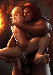 2boys anal anal_creampie anal_penetration barefoot boner breath_of_the_wild choking creampie cum cum_in_ass cum_inside cum_on_penis cum_while_penetrated domination elf embrace erect_while_penetrated erection feet femboy ganondorf gay gerudo girly handsfree_ejaculation homri human human_only hylian interracial link looking_pleasured male male/male male_focus male_on_male male_only nintendo no_humans nude reverse_stand_and_carry_position reverse_suspended_congress sissygasm straight_hair strangling the_legend_of_zelda twink yaoi yaoi-no-mikan