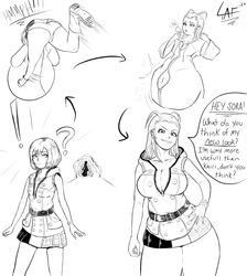 2girls after_vore belly_bulge big_breasts black_coat blonde_hair blue_eyes breast_expansion cleavage coat comic cosplay digestion disney english_text female human jacket kairi kingdom_hearts larxene long_hair ltaf monochrome outerwear plump post_vore short_hair smug square_enix stomach_bulge swallowed_whole swallowing tagme thick_thighs thigh_expansion vore vore_belly weight_gain