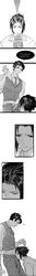 2boys black_and_white black_hair black_legwear chomai clothed clothed_sex clothing comic deepthroat dialogue english_text erection fellatio food food_on_body food_play fully_sheathed gay male male/male male_only multiple_boys naruto naruto_(series) naruto_shippuden oral oral_penetration oral_sex penis sasuke_uchiha standing story sucking tagme text uchiha_shisui vest yaoi