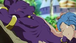 annoyed beerus blowjob blush bulma_briefs cock_ring deepthroat dragon_ball dragon_ball_super fellatio female interspecies naked oral setthh98 smooth_skin