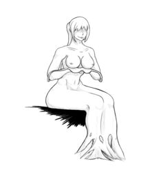 bare_shoulders bra breasts faceless faceless_character faceless_female medium_breasts mommy navel nipples scp-085 scp_foundation simple_background sitting tagme white_background zoquete