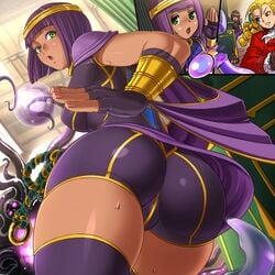 big_breasts bob_cut clothed_female dark-skinned_female egyptian eyeshadow female fushisha_o menat_(street_fighter) nipples short_hair solo_female street_fighter