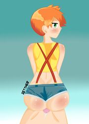 buttjob kasumi_(pokemon) pokemon red_hair short_hair shorts sitting_on_penis zetther