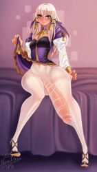 1futa big_penis blush dress dress_lift erection_under_clothes fire_emblem fire_emblem:_three_houses fully_clothed futa_only futanari grin high_heels huge_cock huge_penis jewelry knees_together_feet_apart leggings lifted_by_self long_hair long_penis looking_at_viewer lysithea_von_ordelia nenerhea nintendo pantyhose penis_stocking pink_eyes see-through sitting skirt_lift small_breasts smile white_hair