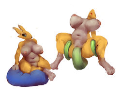 5:4 anthro big_breasts breasts canid canine digimon digimon_(species) female fur genitals goldmikun mammal nipples penetration pussy renamon simple_background solo tentacle vaginal_penetration vaginal_penetration video_games white_body white_fur yellow_body yellow_fur