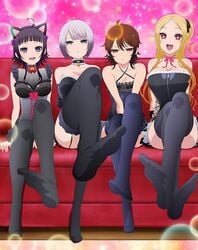 4girls ariyama_shizuku boku_no_kanojo_ga_majime_sugiru_shojo_bitch_na_ken catgirl female_focus female_only kousaka_akiho multiple_girls official_art saijou_rina screencap shinozaki_kanata thighhighs