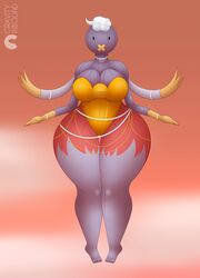 anthro big_breasts drifblim female gravityinbound iris_(gravityinbound) one-piece_swimsuit pokemon pokemon_(species) thick_thighs wide_hips