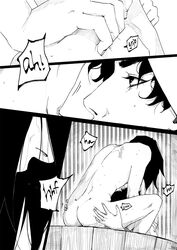 2boys ass ass_grab black_and_white black_hair comic doujinshi english_text erection fellatio long_hair male multiple_boys naruto naruto_shippuden oral oral_sex penis sucking sweat tagme text uchiha_itachi uchiha_shisui yaoi