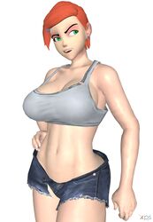 1girls 3d alternate_version_available ben_10 cameltoe cleavage curvy erect_nipples female freckles green_eyes gwen_tennyson huge_areolae huge_ass huge_breasts orange_hair puffy_nipples red_hair short_hair straight_hair thick_lips thunder_fist voluptuous wide_hips