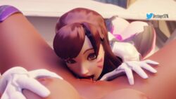 2girls 3d areolae breasts cunnilingus d.va derringersfm female female_only female_pov looking_at_viewer nipples nude oral overwatch pov pussy sombra yuri