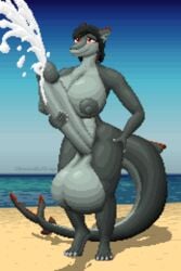 1futa 2:3 abs anthro balls beach big_balls big_breasts big_nipples big_penis big_tail black_hair blue_sky blush bodily_fluids breasts cleavage clothed clothing cross-eyed cum cumshot digital_media_(artwork) ejaculation erection excessive_cum fish furry futa_only futanari genital_fluids genitals gills grey_body grey_tail gynomorph hair hand_on_hip hard_pixels highlights_(coloring) holding_penis huge_balls huge_breasts huge_cock hyper hyper_balls hyper_genitalia hyper_penis intersex karina_(knockedoutdragon) knockedoutdragon looking_pleasured marine nipples non-mammal_breasts nude orange_eyes orange_highlights penis pixel_art seaside shark shark_fin shark_tail sky smile solo solo_futa standing