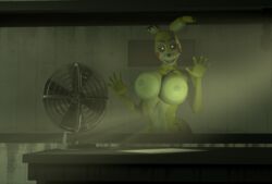 3d animatronic anthro big_breasts black_sclera breasts breasts_on_glass desk fan female five_nights_at_freddy's five_nights_at_freddy's_3 green_eyes hi_res lagomorph leporid looking_at_viewer machine mammal nipples nobody3 nude nude_female on_glass open_mouth rabbit robot rule_63 solo source_filmmaker springtrap springtrap_(fnaf) video_games