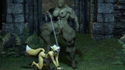 1boy barefoot big_dom_small_sub bondage breasts chains choking domination female femdom foot_on_back fox_mccloud furry gagged golden_shower hands_tied holding_chain holding_leash large_thighs larger_female malesub muscular_female nintendo outdoor_pee peeing peeing_on_another peeing_on_face penis reptile standing_pee star_fox succuboipakk urinating urinating_female urination urine watersports