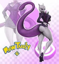 3d ass big_breasts breasts clothed clothing curvy eyelashes female female_mewtwo footwear hi_res high_heels legendary_pokémon mammal mature_female mew_tuely_(fan_character) mewtwo nintendo pokemon pokemon_(species) pokemorph secretary shoes skirt solo thick_thighs tight_clothing video_games wide_hips