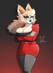 birthmark breasts busty feline furry girlboss glasses roboticsteve_(artist) suit valentine_(ring_cats)