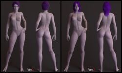 1girls 3d 3d_model alien_girl back_view completely_nude completely_nude_female mass_effect model model_sheet nude nude_female purple_hair purple_skin quarian tali'zorah_nar_rayya vittorio