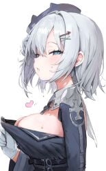 1girls ass azur_lane blue_eyes breasts female female_only freng inviting iron_blood_(azur_lane) jade_(azur_lane) light-skinned_female light_skin looking_at_viewer seductive smile solo white_hair