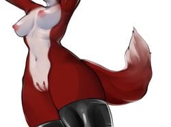 absurd_res anthro belly canid canine clitoris clothing curvy_figure erect_nipples female fluffy fluffy_tail fox fur genitals hi_res hourglass_figure legwear mammal multi_clitoris multi_genitalia multi_pussy navel nipples pink_nipples presenting_clitoris pussy red_body red_fox red_fur simple_background solo thick_thighs thigh_highs white_belly white_body white_breasts white_fur zoey_lavender zoryan